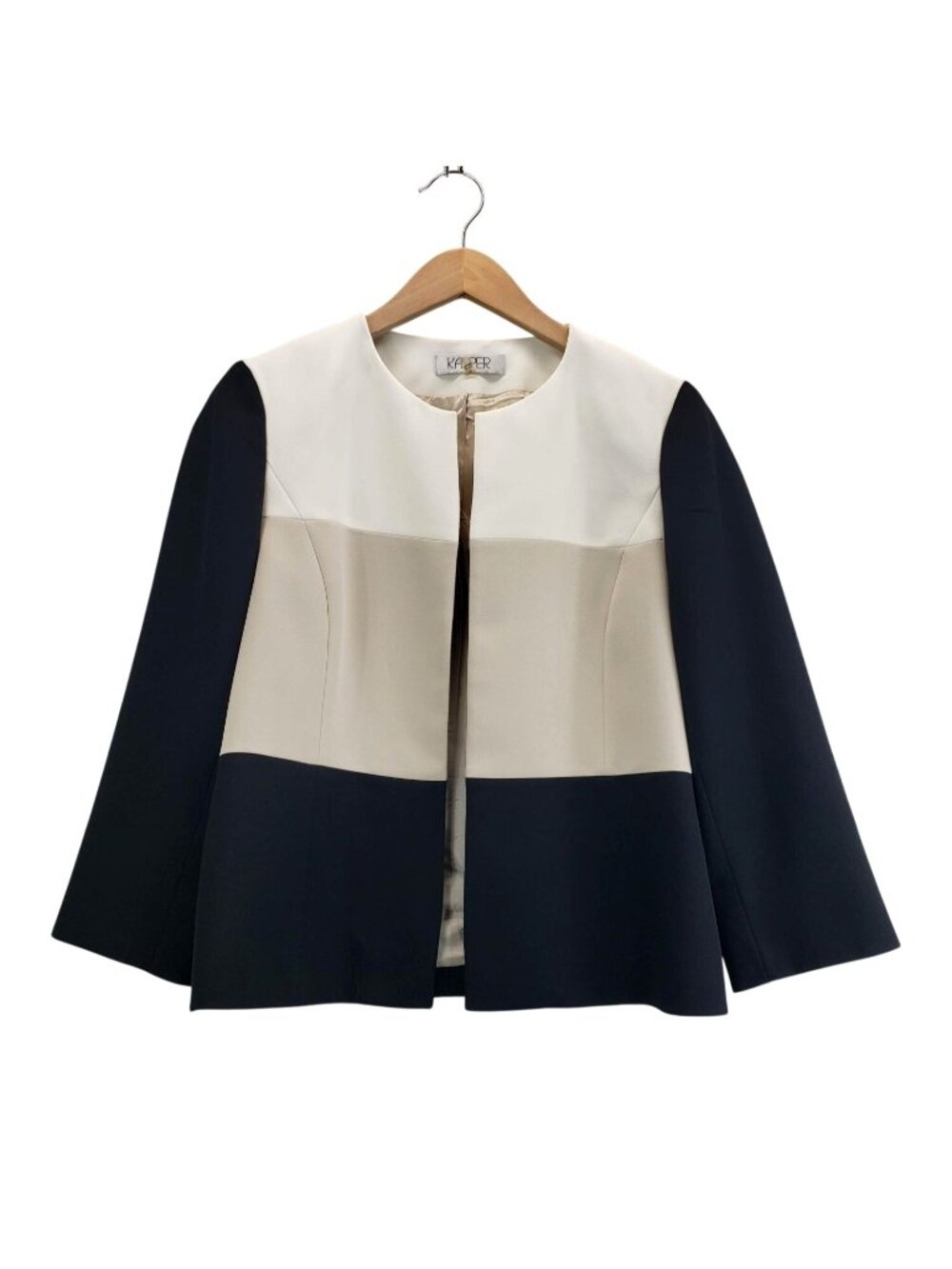Kaster Colorblock Blazer Cardigan Neutral Hues sz10 Open Front Career Afterhours
